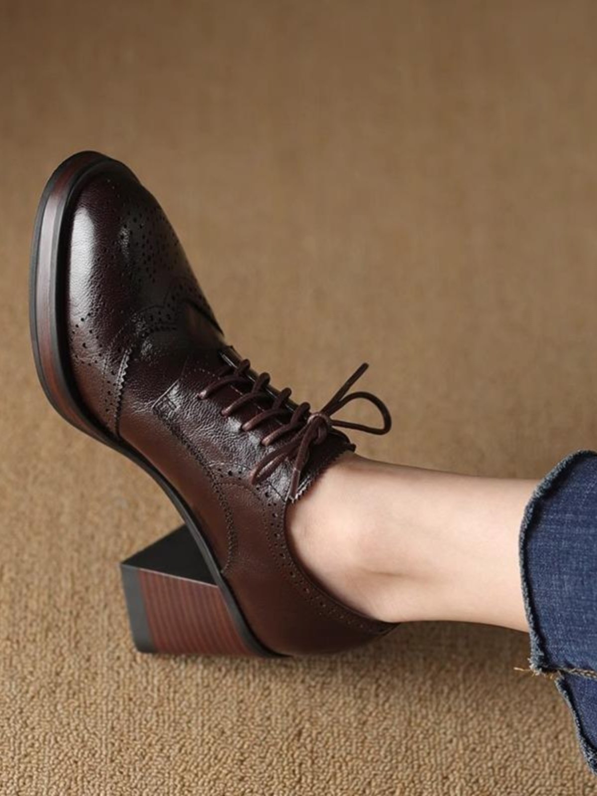 Women’s British Style Chunky Heel Pumps | Autumn Round Toe Block Heel Shoes | Classic Vintage Office Loafer Pumps | Trendy High-Sense Fall Footwear for Women