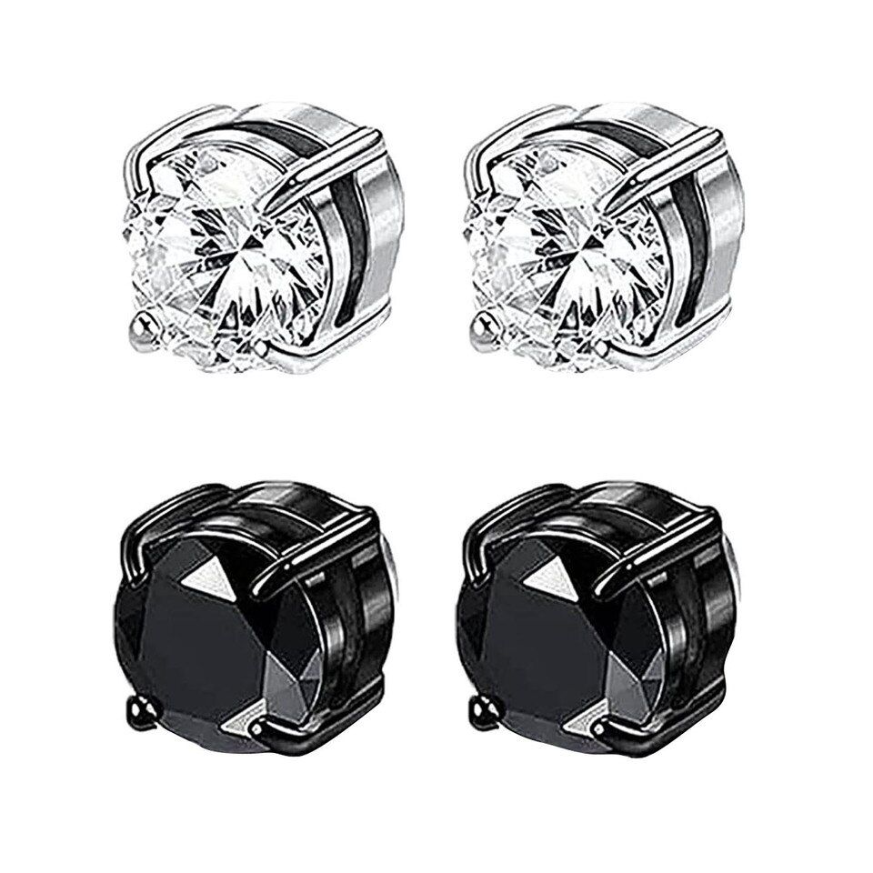 Unisex Zircon Stud Earrings | Magnetic Non-Piercing Ear Clips | Luxury Sparkle Zirconia Magnet Earrings for Men & Women | Trendy Minimalist Clip-on Studs | 2026 High-Fashion No-Hole Jewelry