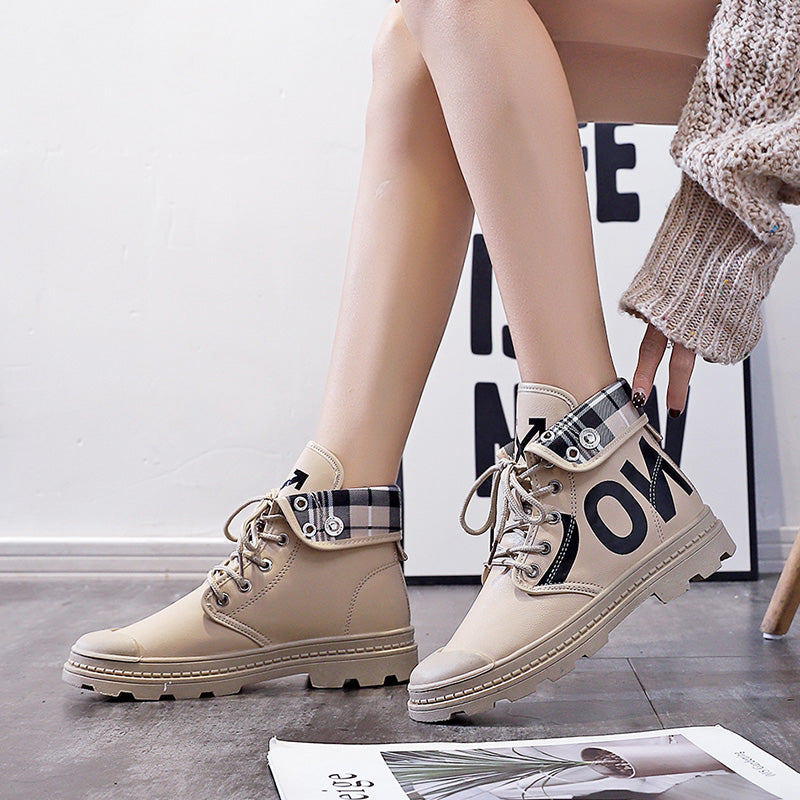 Women’s All-Match High-Top Canvas Boots | Trendy Girls' Short Canvas Sneakers | Modern Urban High-Top Lace-Up Shoes | Breathable Casual Canvas Short Boots for Women