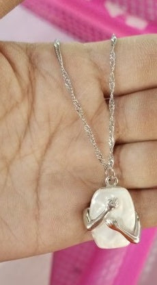 Unique Square Baroque Pearl Couple Necklace | Luxury Natural Pearl Pendant for Lovers | Valentine’s Day Anniversary Gift Jewelry | Trendy Geometric Pearl Necklace Set | 2026 High-Fashion Artisan Couple Jewelry