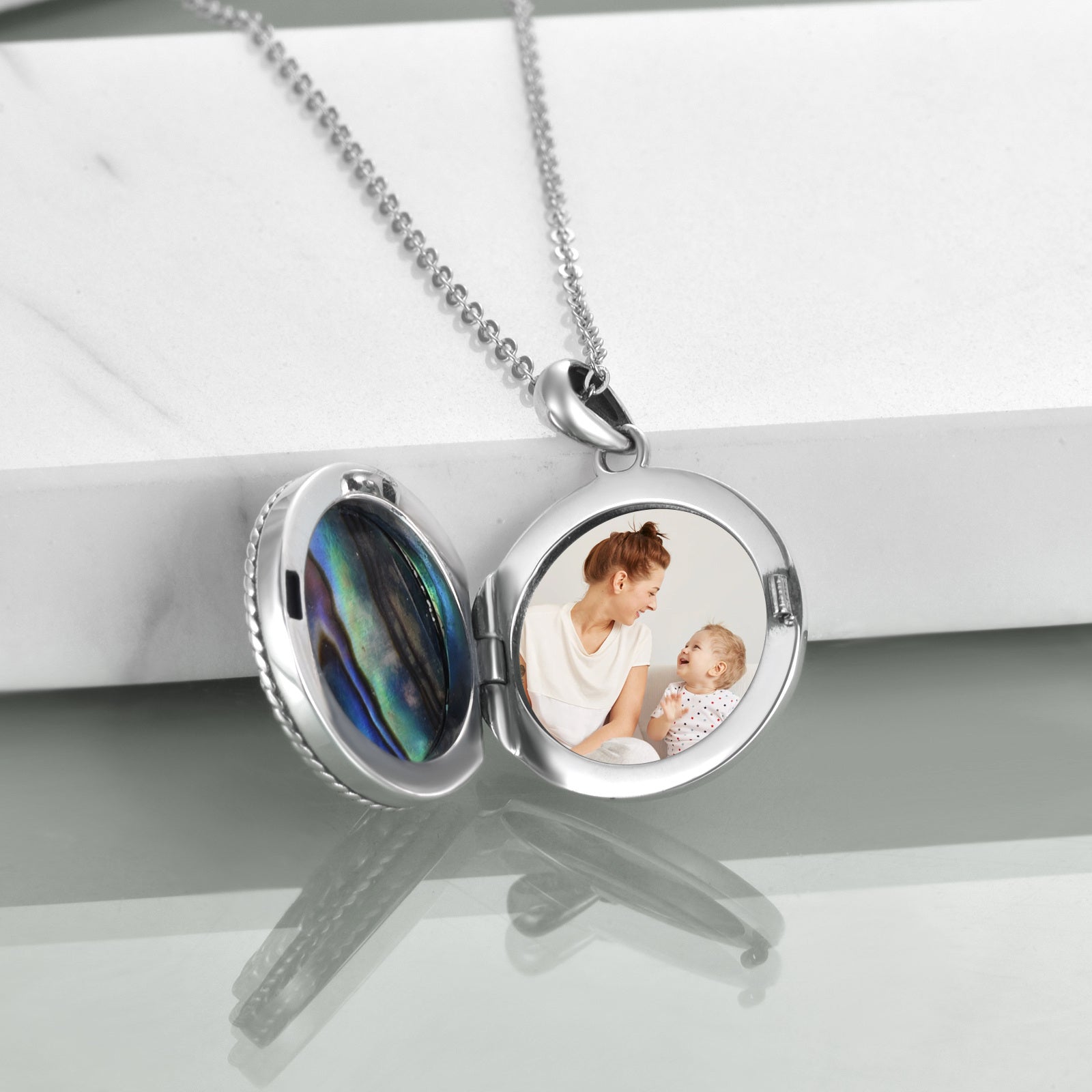 Tree of Life Locket Necklace for Women | Sterling Silver Celtic Family Tree Pendant | Natural Abalone Shell Locket Jewelry | Meaningful Jewelry Gift for Mom & Daughter | 2026 High-Fashion Iridescent Keepsake Necklace