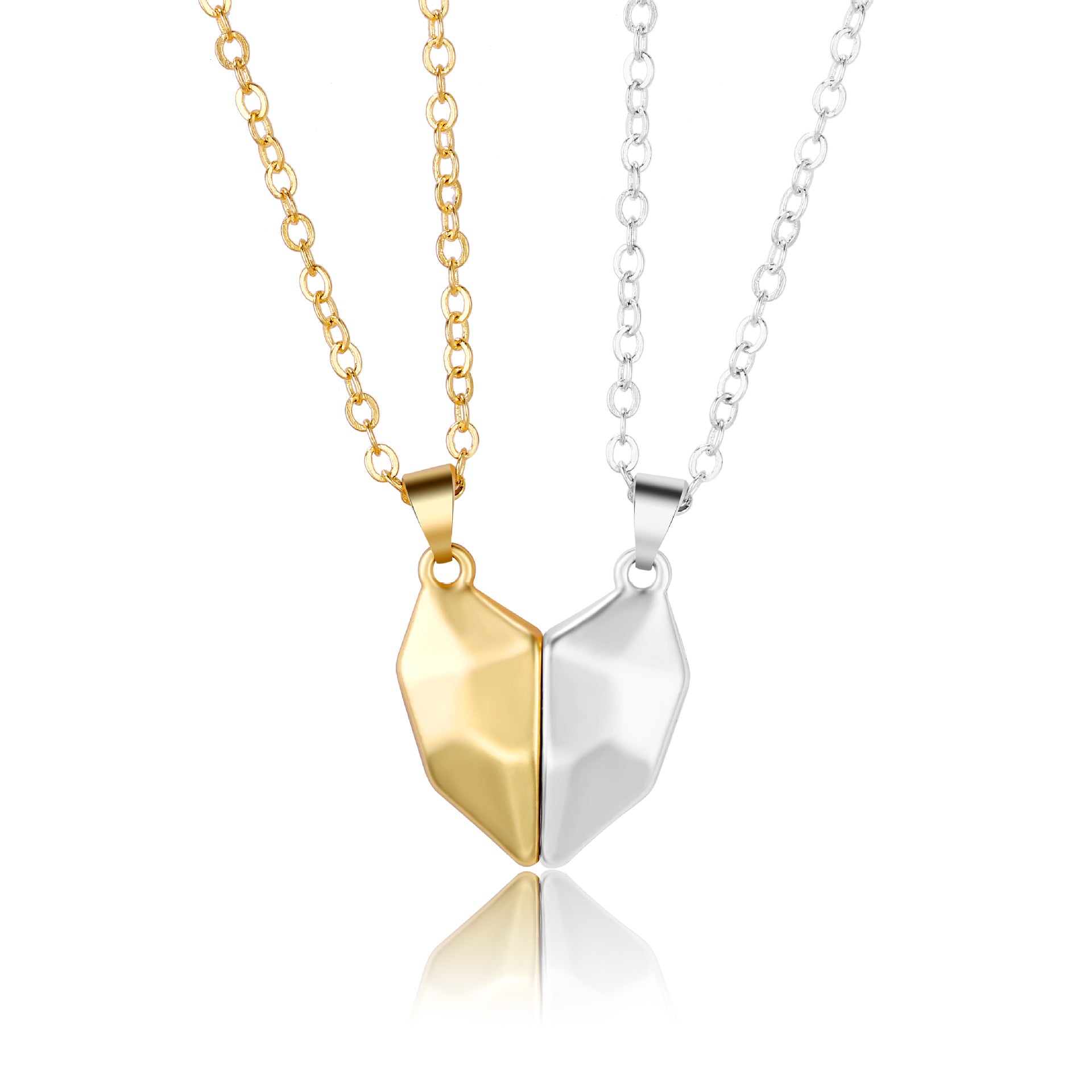 Magnetic Wishing Stone Couple Necklace | Heart-Shaped Electrocardiogram Pendant for Lovers | Ancient Love Token Splicing Necklace | Perfect Valentine’s Day Gift