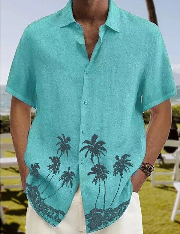 Men’s Summer Fashion Trend Beach Shirt | Casual Short Sleeve Tropical Button-Down | Breathable Lightweight Vacation Shirt | Trendy Men's Streetwear Summer Top