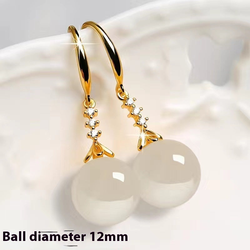 Women’s Elegant Silvering Chalcedony Earrings | High-Sense Green Agate Drop Earrings | Trendy Minimalist Gemstone Jewelry | Luxury-Label Statuesque Radiant Accessory | 2026 High-Fashion Botanical Essential
