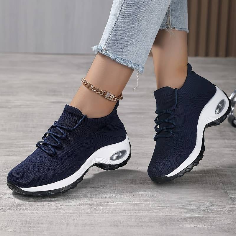 Women’s Flying-Knit Socks Shoes | Breathable Shaking Platform Sneakers | High-Sense Lightweight Walking Shoes | Trendy Minimalist Slip-On Sports Shoes | 2026 High-Fashion Ergonomic Wedge Sneakers