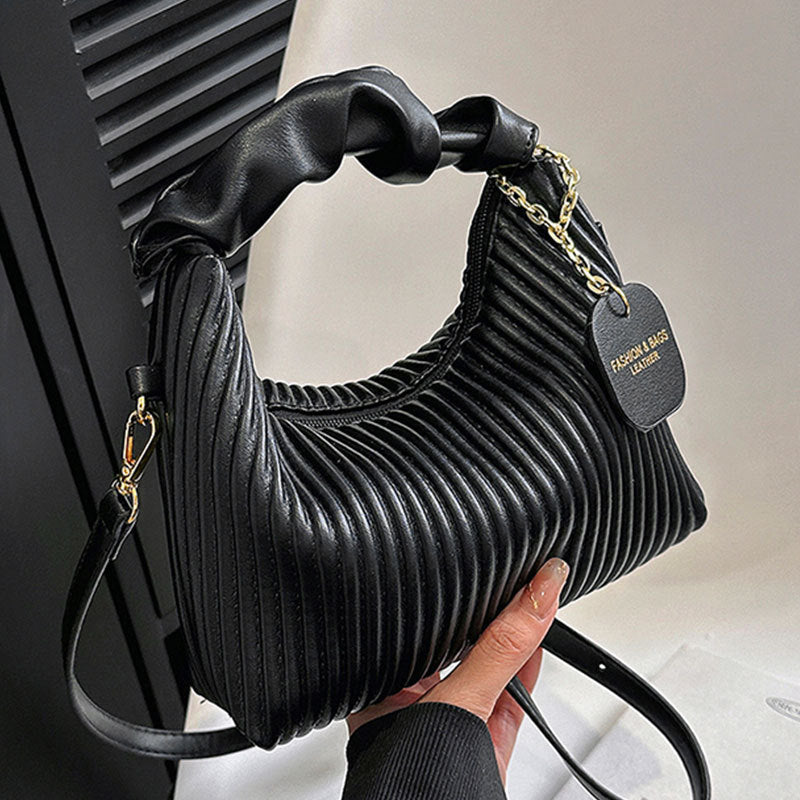 Women’s Pleated PU Leather "Cloud" Crossbody Bag | Elegant Small Cloud Tote with Adjustable Strap | Luxury Soft-Touch Messenger Bag | Trendy Minimalist Petite Handbag | 2026 High-Fashion Compact Purse for Ladies