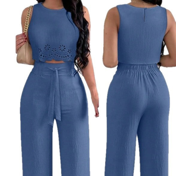 omen’s Floral Off-Shoulder 2-Piece Set | Sleeveless Crop Top and Tie-Front Pants | Casual Summer Co-ord Set | Trendy Boho-Chic Floral Outfit for Women | 2026 Vacation Wear Essentials