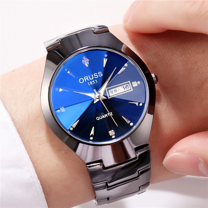 Tungsten Steel Color Waterproof Quartz Watch | Elegant Couple’s Calendar Wristwatch | Fashionable Student Daily Wear Watch | Trendy Minimalist Steel Watch for Men & Women | 2026 High-Fashion Precision Timepiece