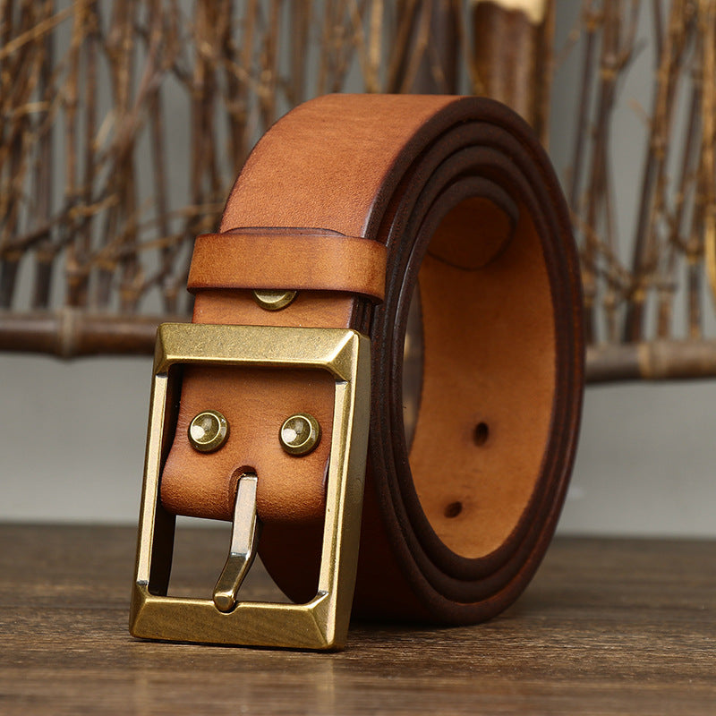 Men’s Thick First-Layer Cowhide Belt | Solid Brass Buckle Genuine Leather Belt | Premium Full-Grain Heavy-Duty Men’s Belt | Classic Luxury Handmade Leather Waist Belt | 2026 High-Fashion Durable Artisan Belt