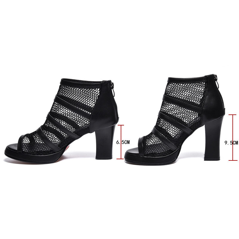 Women’s Breathable Mesh High Heels | Elegant Thick Block Heel Sandals | Modern Square-Toe Mesh Pumps | Comfortable High-Sense Formal Shoes for Women