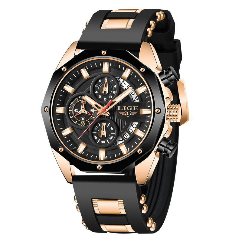Luxury Men's Sport Chronograph Watch | Premium Silicone Strap Waterproof Wristwatch | Top Brand Luxury Quartz Date Clock | High-Performance Tactical Sport Watch for Men