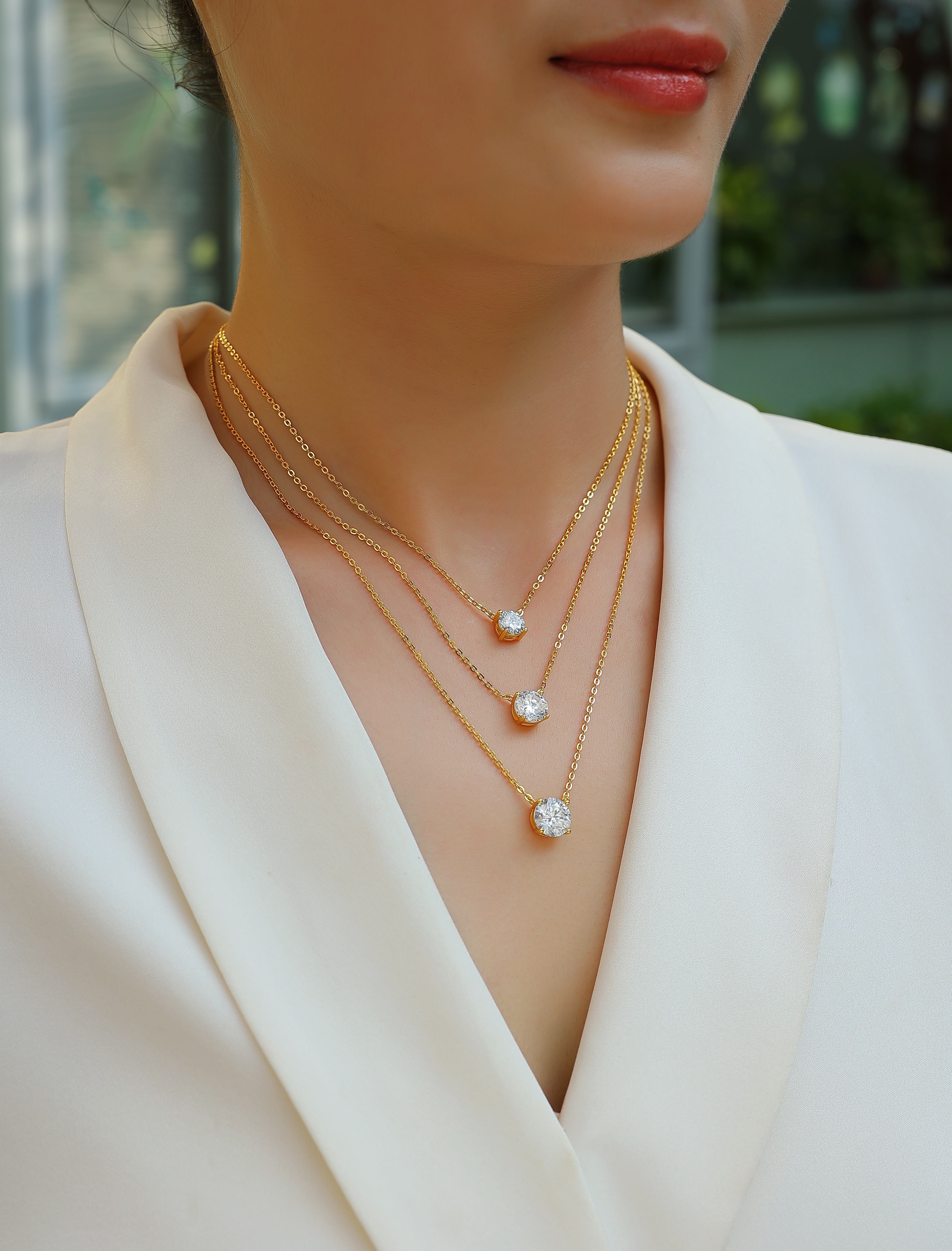 3 Carat Luxury Morganite Gemstone Pendant Necklace | S925 Sterling Silver Gold Plated Collar Chain | Minimalist Fashion Fine Jewelry for Women