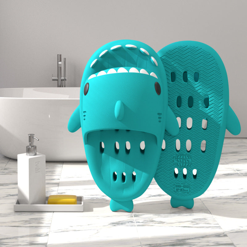 Shark Slippers with Drain Holes | High-Sense Quick-Drying Shower Shoes | Trendy Minimalist EVA Pool Shark Slides | Luxury-Label Statuesque Radiant Beach Sandals | 2026 High-Fashion Emerald-Luxe Essential