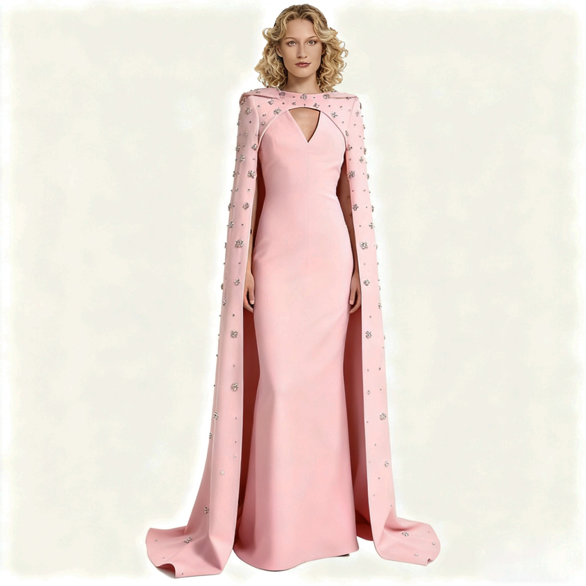 Heavy-Duty Beaded & Diamond Encrusted Off-Shoulder Gown | Luxury Long Evening Dress | Hand-Embellished Royal Banquet Dress | Sophisticated Bridal & Gala Maxi Dress