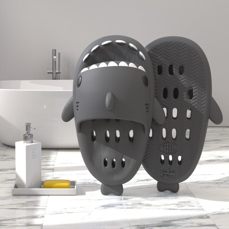 Shark Slippers with Drain Holes | High-Sense Quick-Drying Shower Shoes | Trendy Minimalist EVA Pool Shark Slides | Luxury-Label Statuesque Radiant Beach Sandals | 2026 High-Fashion Emerald-Luxe Essential