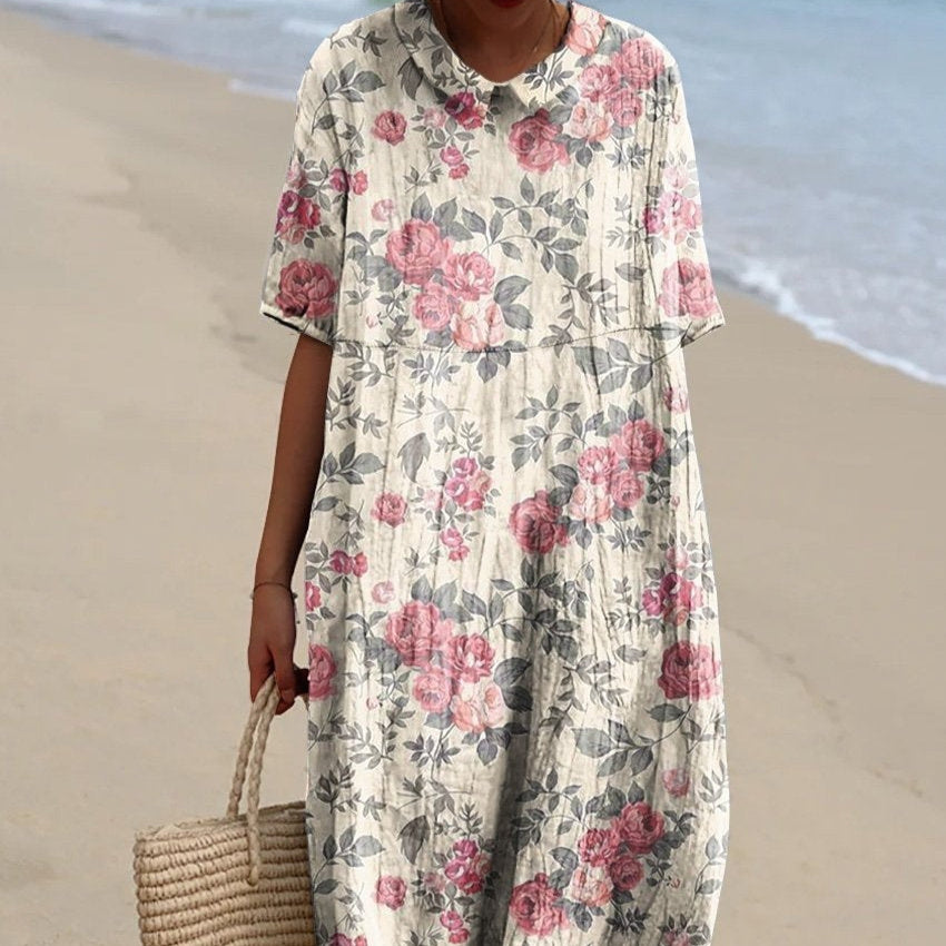 Women’s Fashionable Digital Print Shirt Dress | Elegant Button-Down Maxi Dress | Modern Long Sleeve Patterned Shirt Gown | Artistic Casual Wear Dress for Women | 2026 Trendy Streetwear