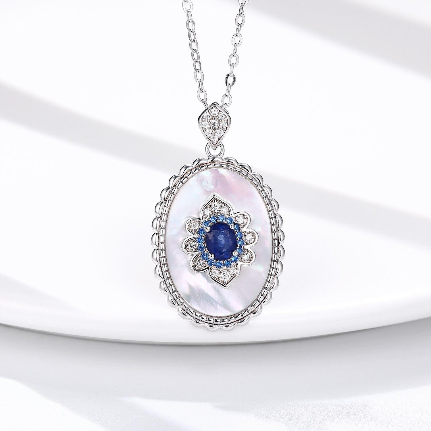 Sapphire Diamond Pendant Necklace | S925 Sterling Silver Luxury Charm | High-Sense Wedding & Party Jewelry | Trendy Minimalist Radiant Gemstone Necklace | Luxury-Label Statuesque 2026 High-Fashion Emerald-Luxe Essential