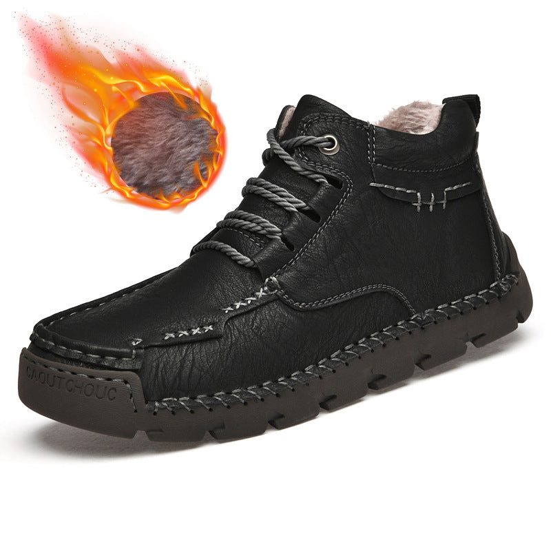 Men’s Retro Velvet Warm Cotton Shoes | Winter Plush Lined Casual Sneakers | Vintage Style Thermal Loafers for Men | High-Grade Non-Slip Warm Walking Shoes