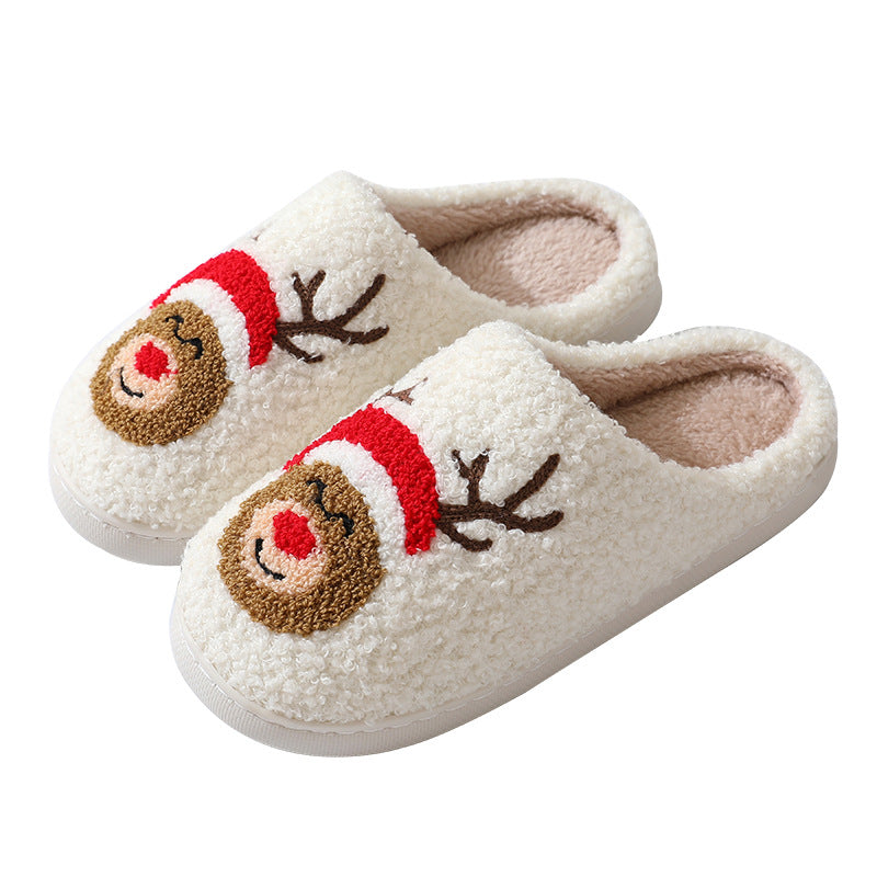 Christmas Santa Claus Home Slippers | Cute Cartoon Winter Warm Cotton Shoes | Unisex Furry Holiday Slippers for Couples | Non-Slip Plush Indoor Footwear