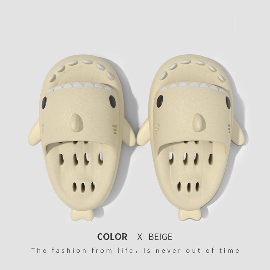 Shark Slippers with Drain Holes | High-Sense Quick-Drying Shower Shoes | Trendy Minimalist EVA Pool Shark Slides | Luxury-Label Statuesque Radiant Beach Sandals | 2026 High-Fashion Emerald-Luxe Essential