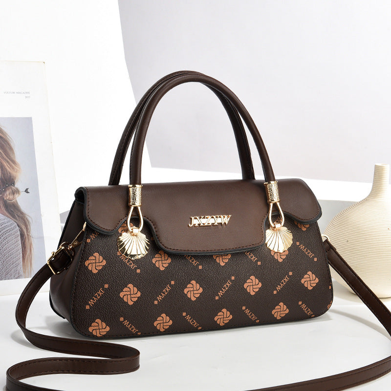 Vintage Exquisite Letter Printed Women’s Handbag | Luxury Monogram Cross-body Bag for Women | Fashion Printed Casual Simple Handbag | Trendy Designer-Style Top Handle Bag | 2026 High-Fashion Retro Shoulder Bag