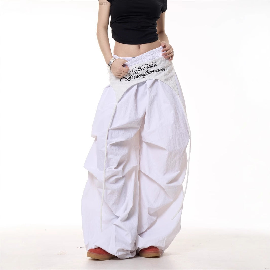 Women’s Relaxed American-Style Cargo Pants | Trendy Layered Design Cargo Trousers | Casual Loose-Fit Pants with Tie Details | Edgy Streetwear Utility Pants | 2026 Women’s Fashion Cargoes
