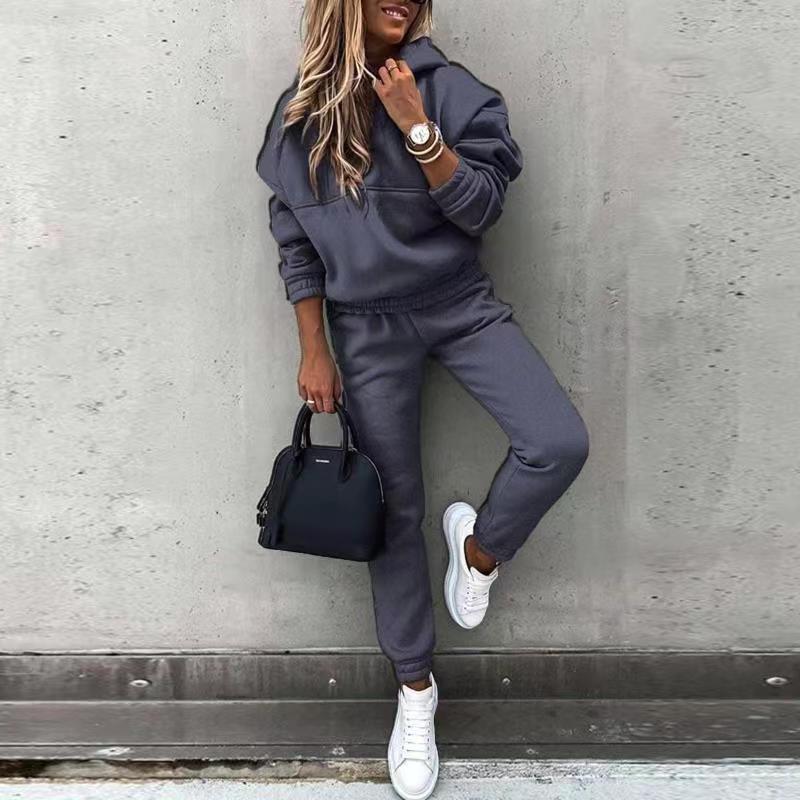 Women’s New Hooded Sweatshirt & Joggers Sports Suit | Elegant 2-Piece Slim-Fit Tracksuit | Trendy Long Sleeve Hoodie & Sweatpants Set | High-Sense Activewear Lounge Set | 2026 Urban Sportswear Collection