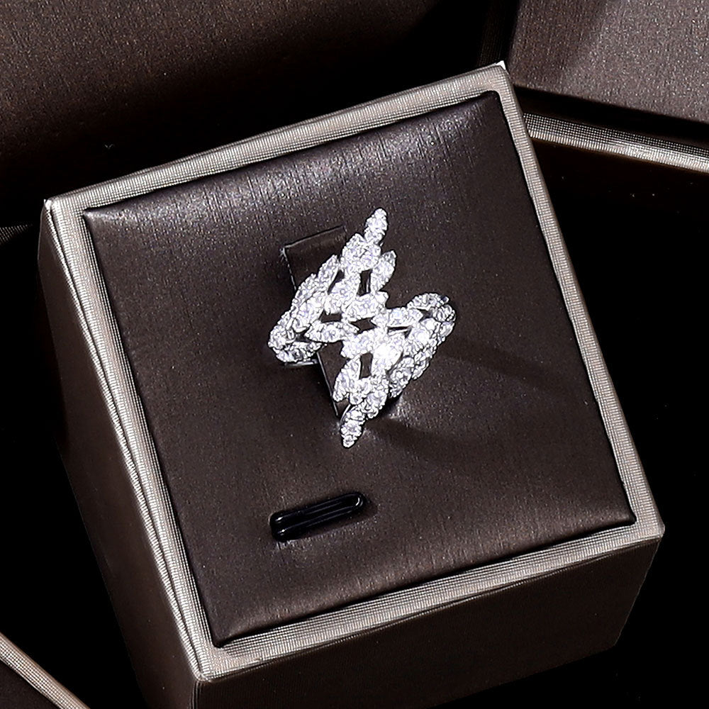 4-Piece 3A Zircon Bridal Jewelry Set | Micro-Set Full Crystal Necklace, Earrings, Bracelet & Ring | Luxurious Wedding & Banquet Jewelry for Women