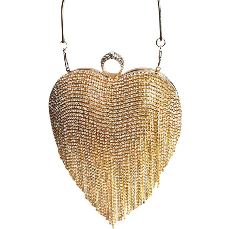 Women’s Tassel Inlaid Diamond Handbag | Luxury Rhinestone Evening Clutch | Sparkling Crystal Party Purse with Tassel | Elegant Diamond-Encrusted Formal Bag | 2026 Trendy Wedding & Gala Handbag