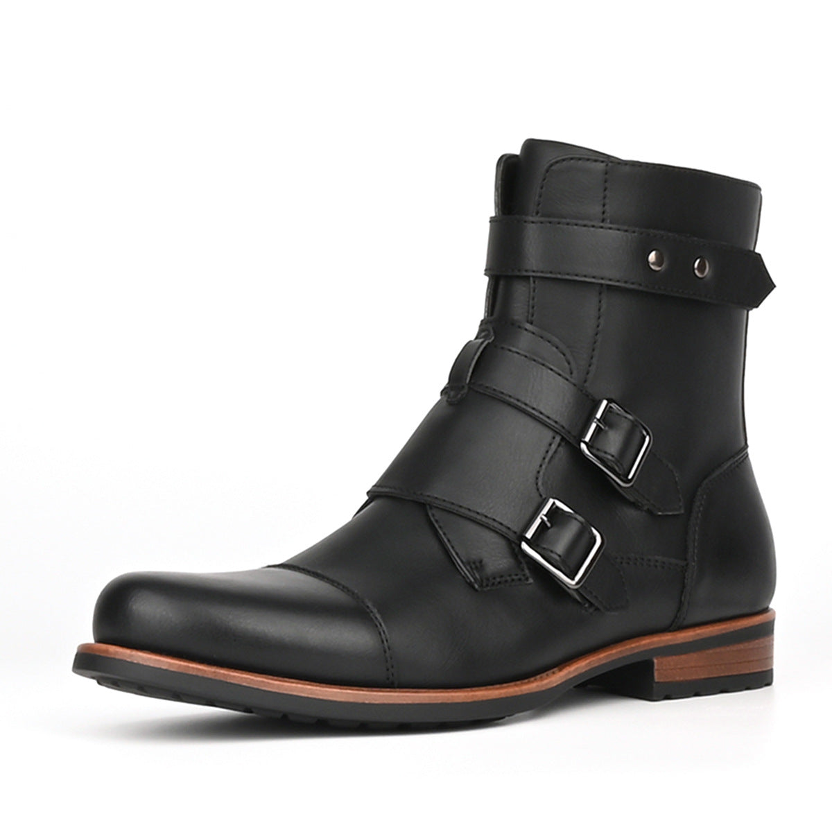 Men’s Minimalist Denim Vintage Boots | Metal Buckle Side-Zip Casual Boots | Low-Heeled Rugged Denim Footwear | Modern Retro Streetwear Boots for Men