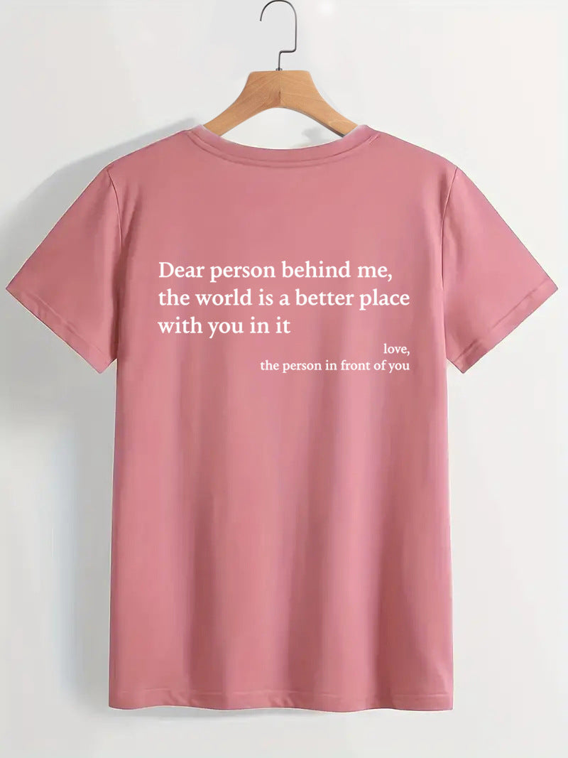 Women’s New Fashion Letter Print T-Shirt | Elegant Round Neck Slogan Tee | Casual Short Sleeve Summer Top | Minimalist Urban Graphic T-Shirt for Women
