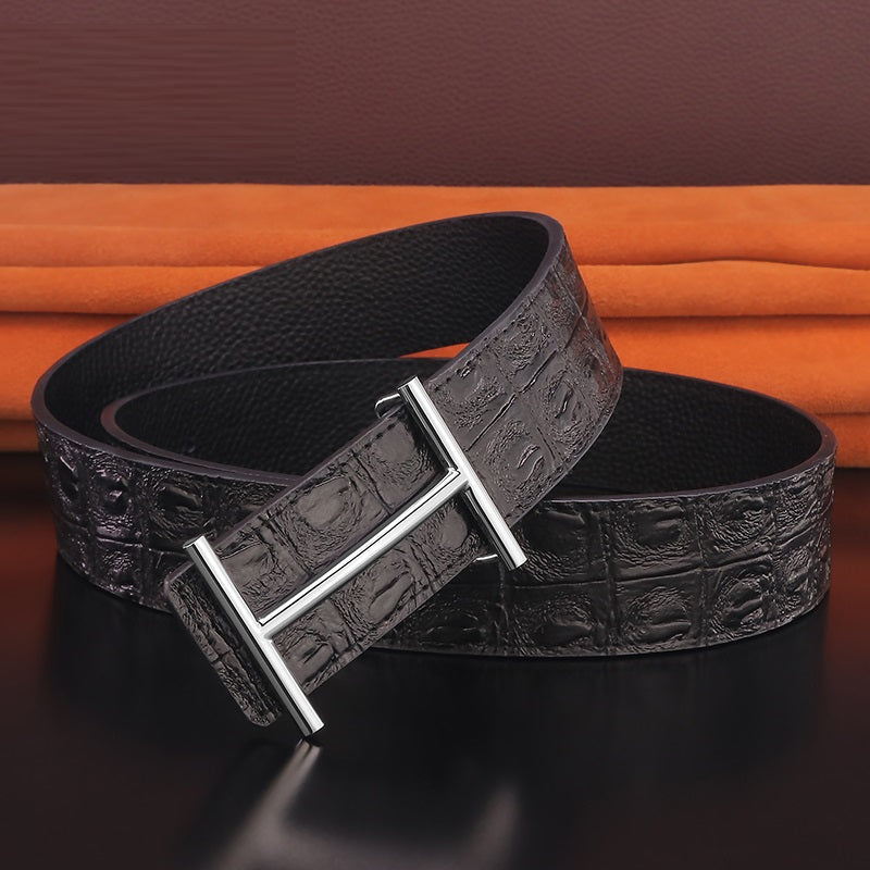 Men’s Premium Leather Belt with Pure Copper Buckle | Youth Fashion Genuine Leather Waist Strap | Classic Luxury Business Casual Belt | Durable High-Quality Cowhide Belt for Men