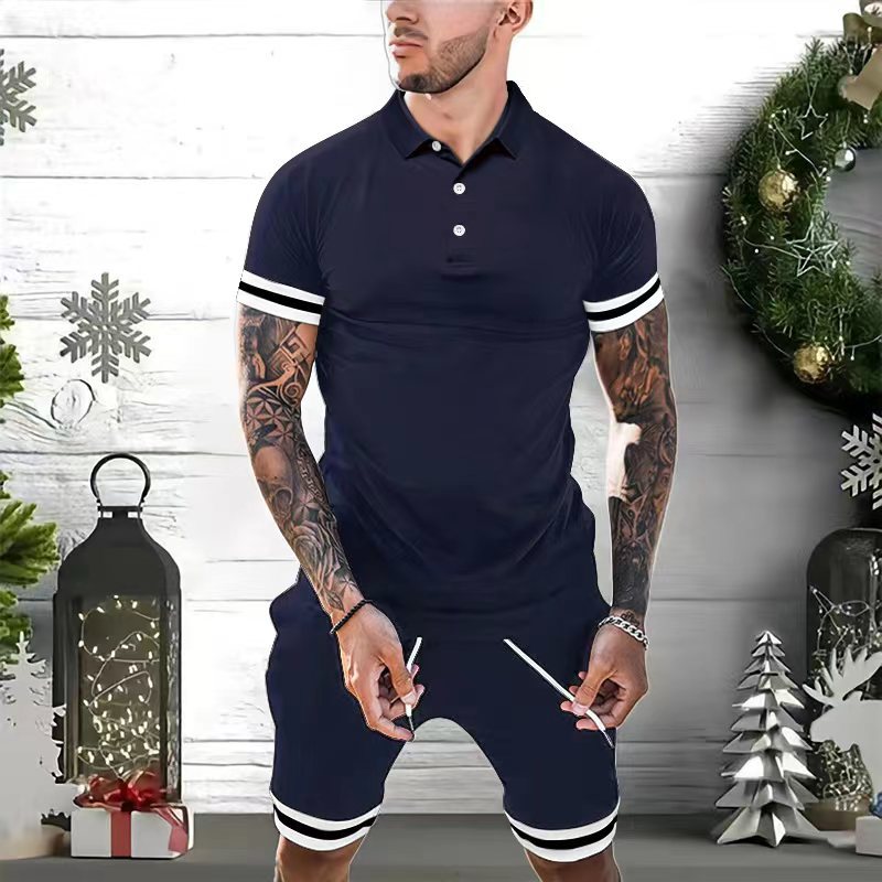 Men’s 2-Piece Fashion Polo & Shorts Set | High-Sense Summer Tracksuit Outfits | Trendy Minimalist Casual Short Sleeve Set | Luxury-Label Statuesque Radiant Activewear | 2026 High-Fashion Urban-Luxe Essential