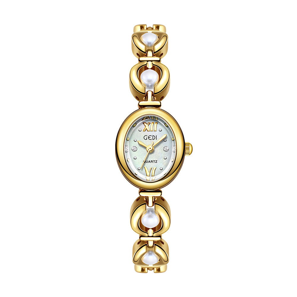 GEDI National Style Emerald Bracelet Watch | Luxury Shell Pearl Women’s Quartz Watch | Niche High-Grade Green Dial Watch | Exquisite Light Luxury Jewelry Watch for Women