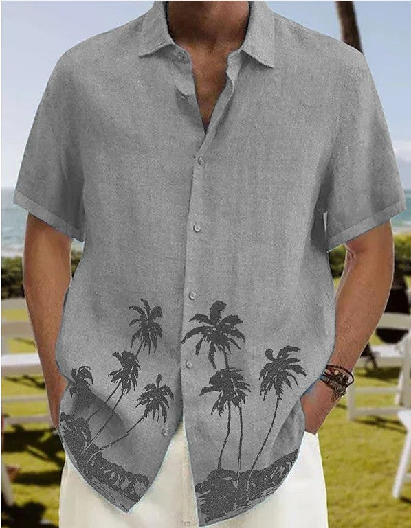 Men’s Summer Fashion Trend Beach Shirt | Casual Short Sleeve Tropical Button-Down | Breathable Lightweight Vacation Shirt | Trendy Men's Streetwear Summer Top