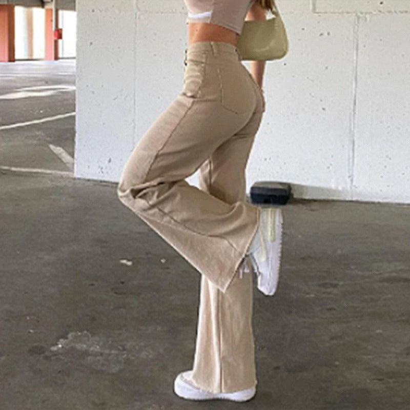 Spice Girl Style High-Waist Bell-Bottom Jeans | Slim Fit Flared Denim for Women | High-Sense Retro Streetwear Jeans | Trendy Minimalist Wide-Leg Denim | 2026 High-Fashion Statuesque Flare Pants