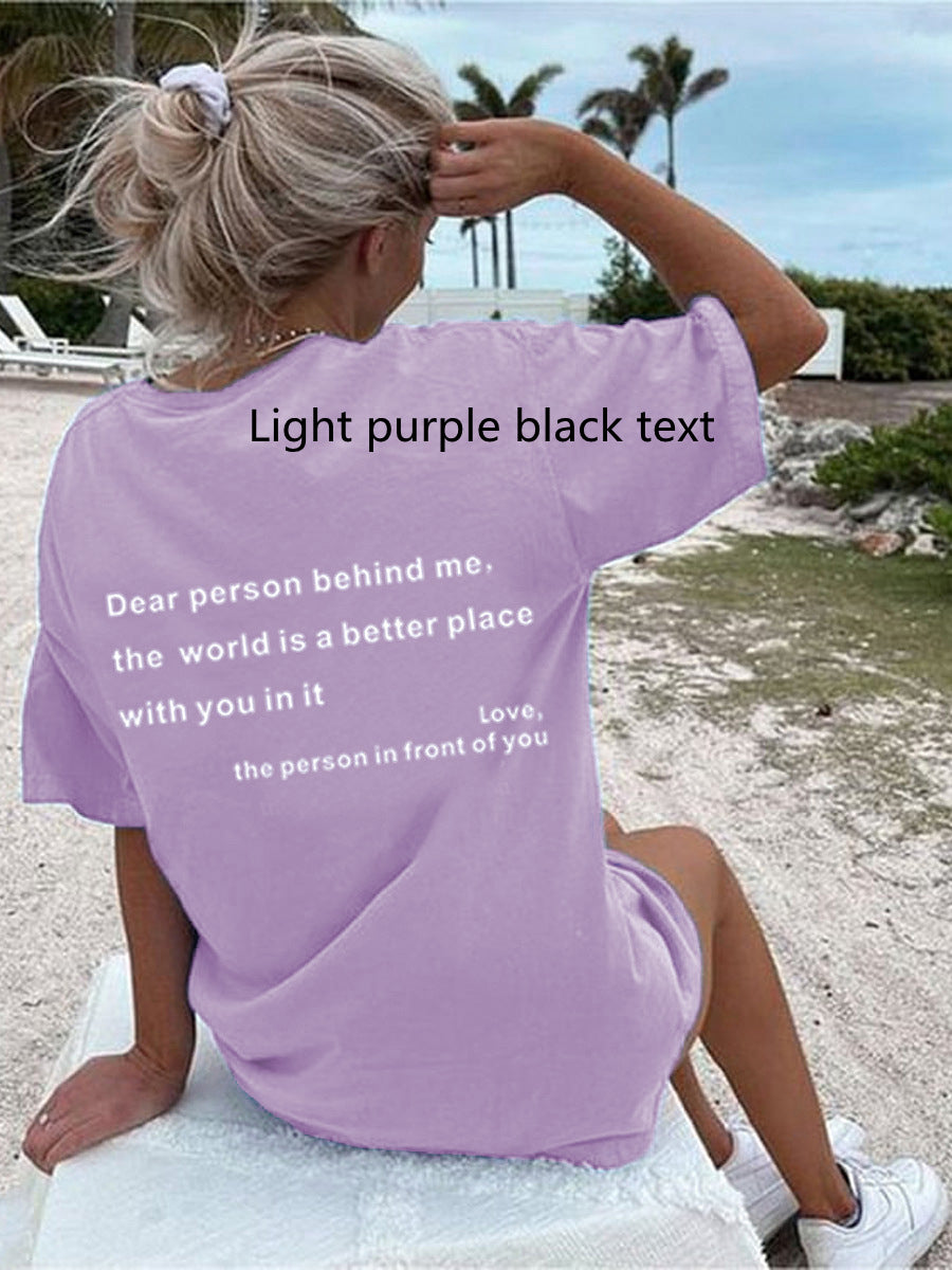 Women’s New Fashion Letter Print T-Shirt | Elegant Round Neck Slogan Tee | Casual Short Sleeve Summer Top | Minimalist Urban Graphic T-Shirt for Women