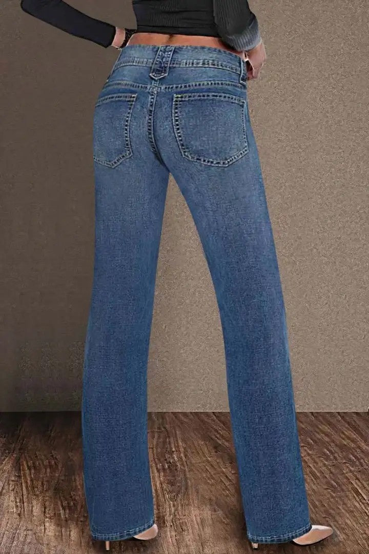 Women’s Classic Light Blue Denim Jeans T191 | Elegant Mid-Rise Straight Fit Jeans | Trendy Soft-Touch Daily Wear Denim | High-Sense Minimalist Women's Trousers | 2026 Essential Denim Collection