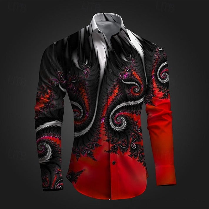 Men's Autumn & Winter Printed Dress Shirt | Slim Fit Long Sleeve Casual Social Shirt | Premium Designer Patterned Formal Shirt for Men