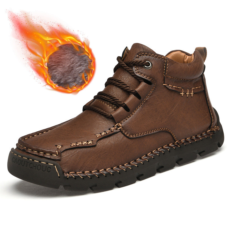 Men’s Retro Velvet Warm Cotton Shoes | Winter Plush Lined Casual Sneakers | Vintage Style Thermal Loafers for Men | High-Grade Non-Slip Warm Walking Shoes