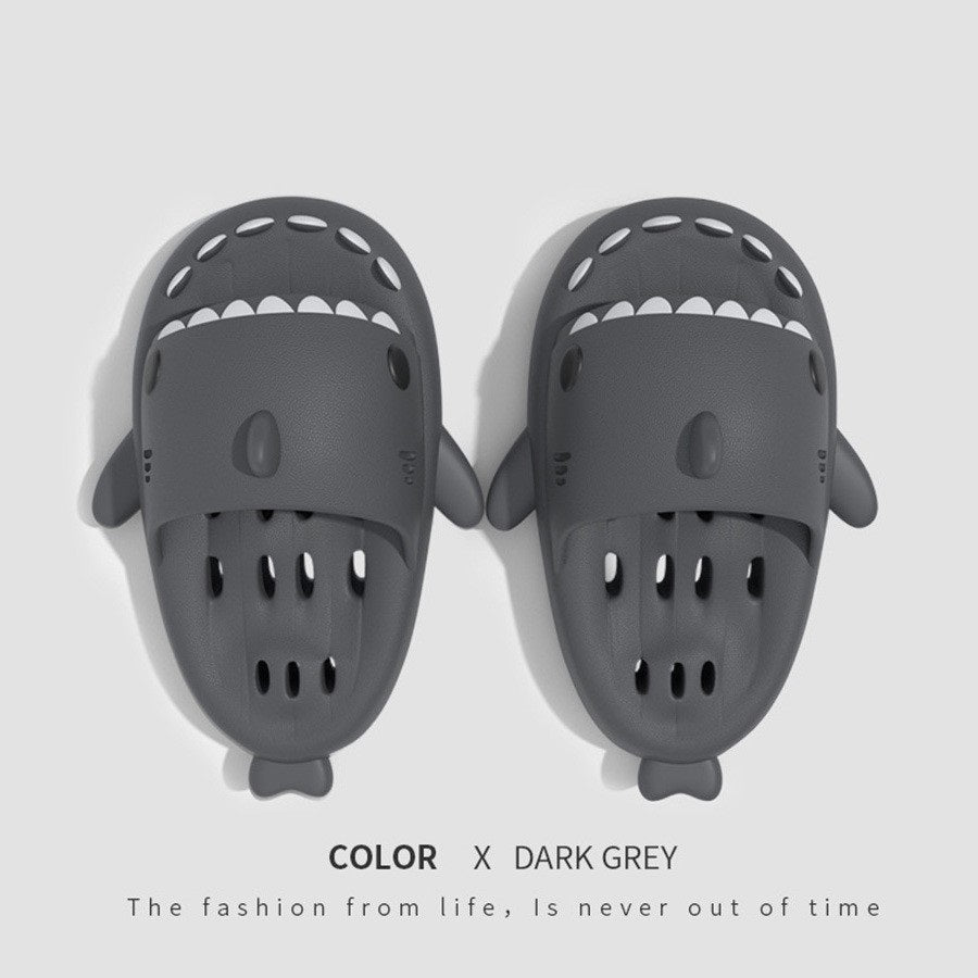 Shark Slippers with Drain Holes | High-Sense Quick-Drying Shower Shoes | Trendy Minimalist EVA Pool Shark Slides | Luxury-Label Statuesque Radiant Beach Sandals | 2026 High-Fashion Emerald-Luxe Essential
